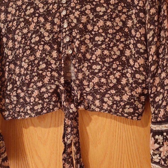 American Eagle Outfitters Women's Boho Floral Blouse Size Large - Picture 6 of 12